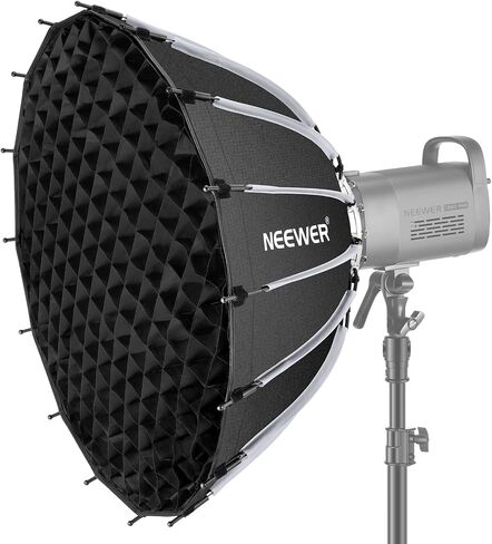 NEEWER 26inch/65cm Parabolic Softbox Quick Set up Quick Folding, with Diffusers/Honeycomb Grid/Bag, Compatible with Aputure 120d Light Dome Godox sl60w NEEWER RGB CB60 and Other Bowens Mount Lights in Kuwait