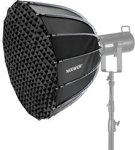 NEEWER 26inch/65cm Parabolic Softbox Quick Set up Quick Folding, with Diffusers/Honeycomb Grid/Bag, Compatible with Aputure 120d Light Dome Godox sl60w NEEWER RGB CB60 and Other Bowens Mount Lights in Kuwait
