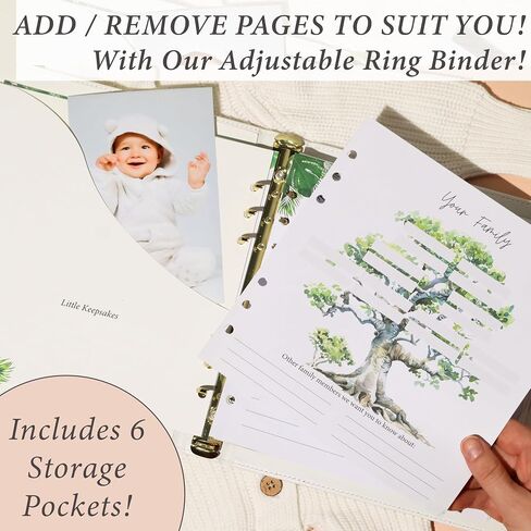 PERSONALIZED Baby Book – Baby Memory Book Keepsake for Boy or Girl I First 5 Year I Faux Leather, Gender Neutral, Safari Theme w/Gold Foil Stamp - Baby First Year Book Scrapbook Photo Album Shower in Kuwait