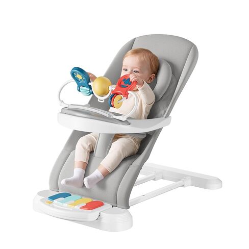 Monamii Baby Bouncer, Baby Bouncer Seat with Detachable Pianos & Feeding Tray, 3-Level Adjustable Positions Bouncing Seat, Infant Bouncer Seat and Toddler Chair (Beige) in Kuwait