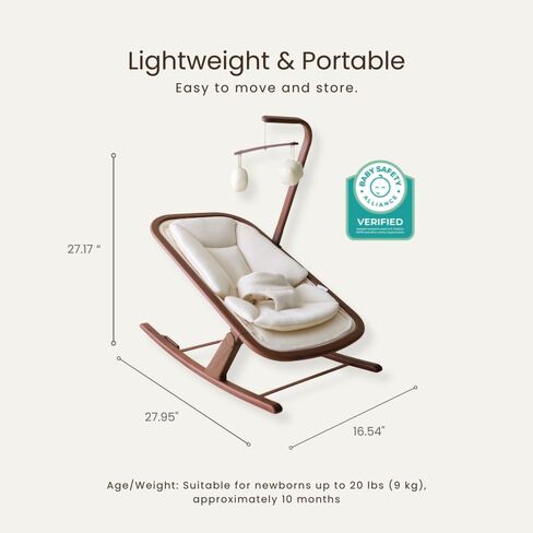 Snuggle Me Baby Bouncer | 2 in 1 Infant Rocker | Newborn (Birth -20 lbs) | 2-Position Recline | Newborn Insert & Toy Bar Included | JPMA/BSA Certified | Easy Wash Organic Cotton | Nursery Essential in Kuwait