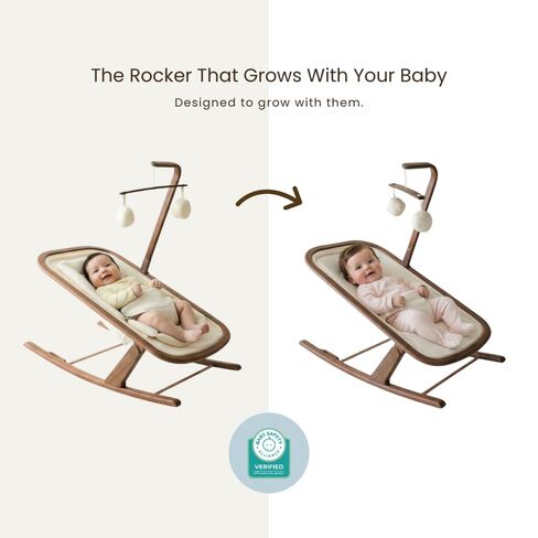 Snuggle Me Baby Bouncer | 2 in 1 Infant Rocker | Newborn (Birth -20 lbs) | 2-Position Recline | Newborn Insert & Toy Bar Included | JPMA/BSA Certified | Easy Wash Organic Cotton | Nursery Essential in Kuwait