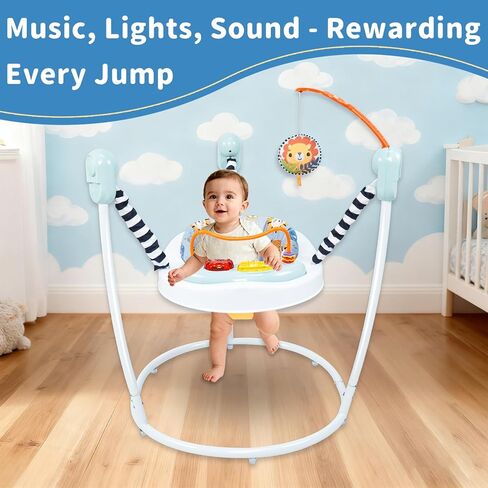 Baby Jumper Activity Center with lusic Lights & Sounds -Gentle llonster Baby Bouncer Stationary Entertainment PlayStation with Interactive Toys for 6-12 Months Development in Kuwait