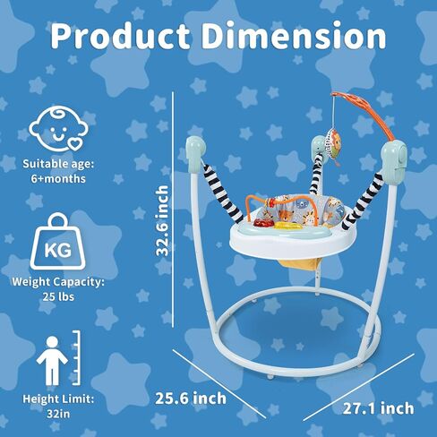 Baby Jumper Activity Center with lusic Lights & Sounds -Gentle llonster Baby Bouncer Stationary Entertainment PlayStation with Interactive Toys for 6-12 Months Development in Kuwait