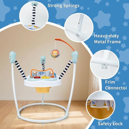 Baby Jumper Activity Center with lusic Lights & Sounds -Gentle llonster Baby Bouncer Stationary Entertainment PlayStation with Interactive Toys for 6-12 Months Development in Kuwait