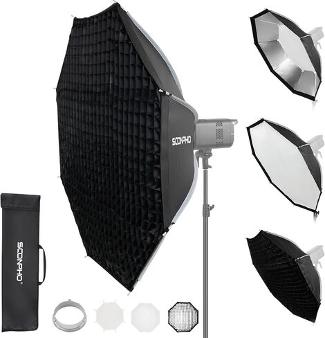 Soonpho 47"/120cm Octagonal Softbox, Quick Release Bowens Mount Softbox with Honeycomb Grid, Light Diffusers, Bag for Godox SL60W, SL60IID, SL60IIBI, for Neewer CB60B, FS150B, CB100C, for Amaran 200xS in Saudi Arabia