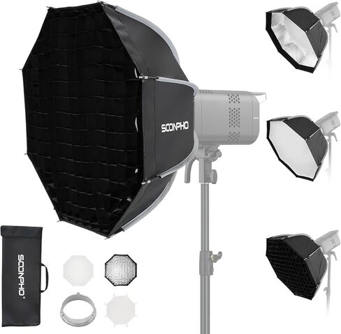 Soonpho 47"/120cm Octagonal Softbox, Quick Release Bowens Mount Softbox with Honeycomb Grid, Light Diffusers, Bag for Godox SL60W, SL60IID, SL60IIBI, for Neewer CB60B, FS150B, CB100C, for Amaran 200xS in Saudi Arabia