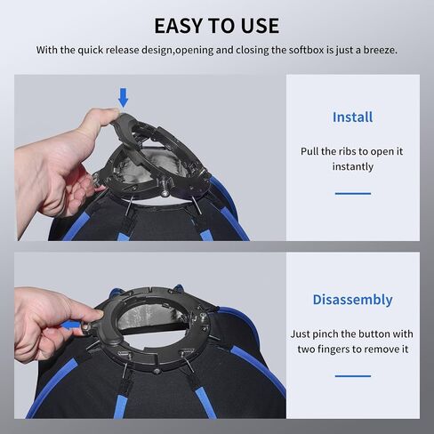 Sokani 23.6"/60cm Octagonal Softbox, Bowens Mount with Honeycomb Grid | Quick Release, Light Diffuser Modifier with Carry Bag, for Bowens Mount COB Lights, for Photography, Videography in Kuwait