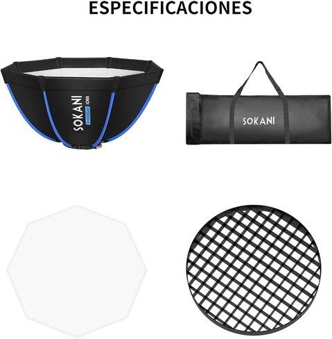 Sokani 23.6"/60cm Octagonal Softbox, Bowens Mount with Honeycomb Grid | Quick Release, Light Diffuser Modifier with Carry Bag, for Bowens Mount COB Lights, for Photography, Videography in Kuwait