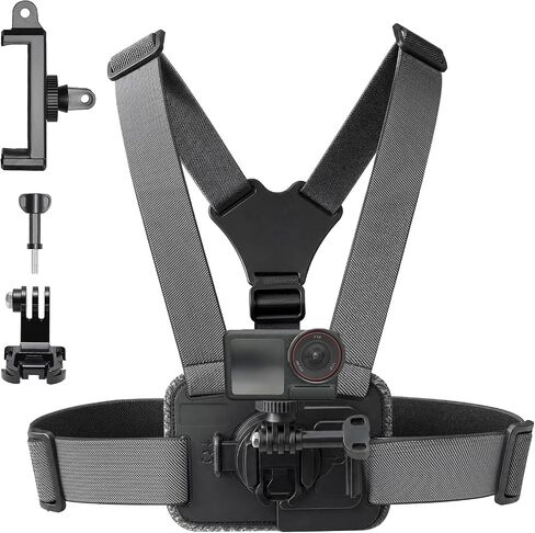 Action Camera Chest Mount, Adjustable Body Strap, Quick Release Chest Harness, 360° Rotatable POV Holder for Recording, Compatible with GoPro Hero DJI Osmo Insta360 AKASO Series in Kuwait