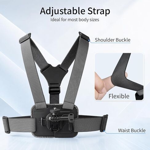 Action Camera Chest Mount, Adjustable Body Strap, Quick Release Chest Harness, 360° Rotatable POV Holder for Recording, Compatible with GoPro Hero DJI Osmo Insta360 AKASO Series in Kuwait