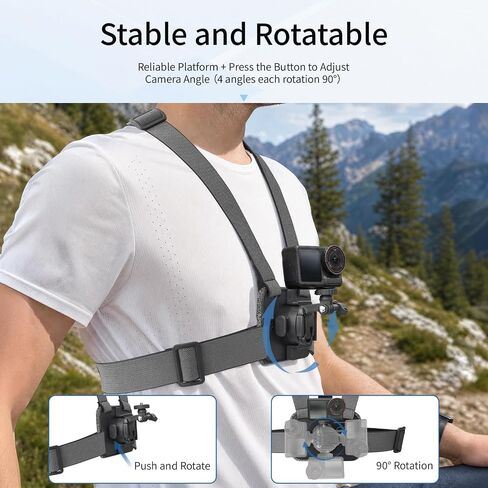 Action Camera Chest Mount, Adjustable Body Strap, Quick Release Chest Harness, 360° Rotatable POV Holder for Recording, Compatible with GoPro Hero DJI Osmo Insta360 AKASO Series in Kuwait