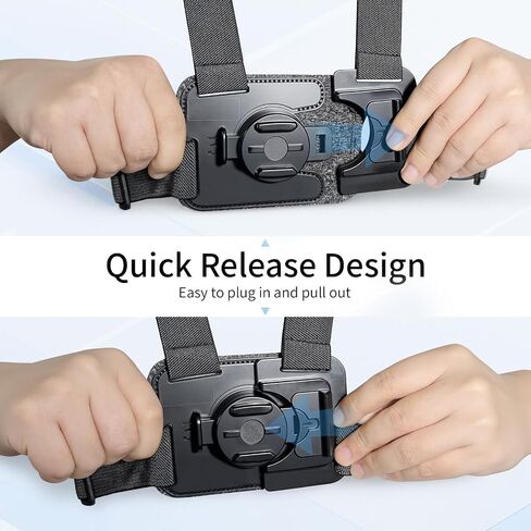 Action Camera Chest Mount, Adjustable Body Strap, Quick Release Chest Harness, 360° Rotatable POV Holder for Recording, Compatible with GoPro Hero DJI Osmo Insta360 AKASO Series in Kuwait
