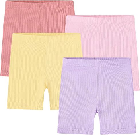 Bafeicao Toddler Girl Cartwheel Shorts Biker Tights | Organic Cotton,Lightweight,Slim,Solid Color,Under Dress,Dance Bottom,4 Pack in Kuwait