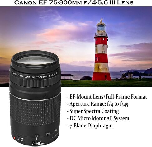 Canon EOS Rebel T7 DSLR Camera Bundle with 18-55mm IS II, EF 75-300mm III, and 500mm Preset Lens, 32GB Memory and Accessories (Renewed) in Kuwait