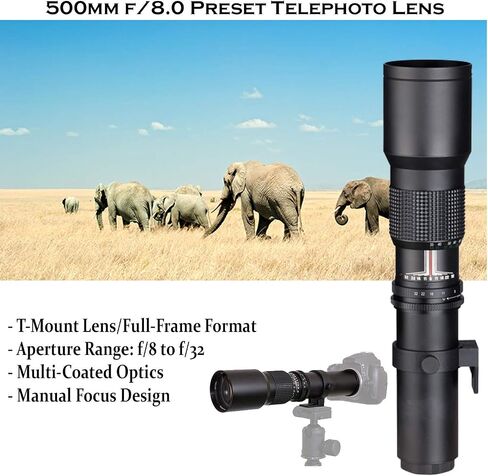 Canon EOS Rebel T7 DSLR Camera Bundle with 18-55mm IS II, EF 75-300mm III, and 500mm Preset Lens, 32GB Memory and Accessories (Renewed) in Kuwait