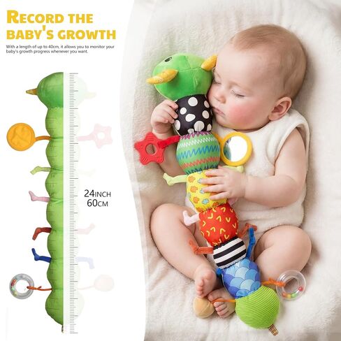 Baby Toys 0-6 Month Musical Caterpillar Toy for Infant 0-3 3-12 Months,Mirror Crinkle Rattle Tummy Time Sensory Toys Newborn Boys&Girls Stuffed Plush Gifts,Car Seat Toys for Outings in Kuwait