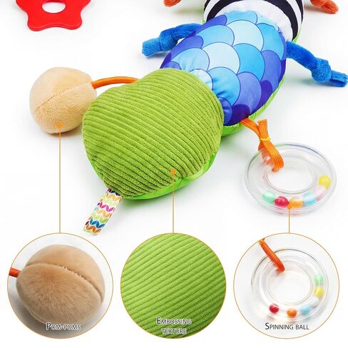 Baby Toys 0-6 Month Musical Caterpillar Toy for Infant 0-3 3-12 Months,Mirror Crinkle Rattle Tummy Time Sensory Toys Newborn Boys&Girls Stuffed Plush Gifts,Car Seat Toys for Outings in Kuwait