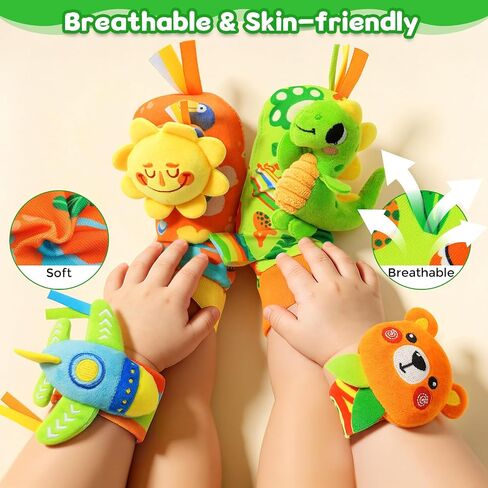 Baby Rattle Wrist Socks Toys, Sensory Toy for Babies 0-6 Months, Socks and Foot Finder Set with Sounds as Baby Shower Gifts, Baby Essentials for Newborn Infant Toddler Ages 0-12 Months in Kuwait