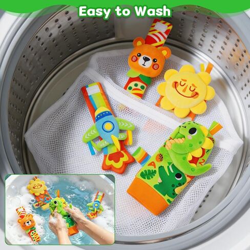 Baby Rattle Wrist Socks Toys, Sensory Toy for Babies 0-6 Months, Socks and Foot Finder Set with Sounds as Baby Shower Gifts, Baby Essentials for Newborn Infant Toddler Ages 0-12 Months in Kuwait