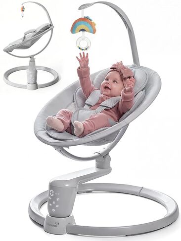 Grownsy Baby Swings for Infants, Dual Motion Side-to-Side & Front-to-Back Baby Swing Rocker with 5 Speeds and Built-in Music, 270° Seat Rotation, 5-Point Harness for Newborn 0-9 Months in Kuwait