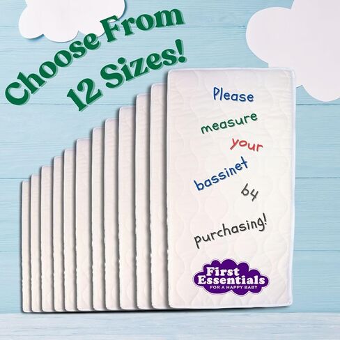 First Essentials Baby Bassinet Mattress Pad (Rectangle, 18X36) for Newborn Comfort Breathable Easy Clean Hypoallergenic Waterproof Made in USA in Kuwait