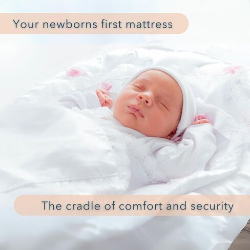 First Essentials Baby Bassinet Mattress Pad (Rectangle, 18X36) for Newborn Comfort Breathable Easy Clean Hypoallergenic Waterproof Made in USA in Kuwait