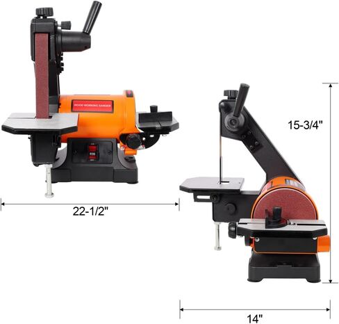 Benchtop Belt and Disc Sander with 1x30 Inch Sanding Belt & 5 Inch Disc, Tool-Free Belt Change, Adjustable Worktable, Dual Dust Ports, Includes Wrench Storage and Easy Cover Access in Kuwait