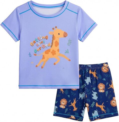 Play Tailor Toddler Girls Pajamas Summer Pjs Sleepwear for Boys Girl 12M-4T | Itch-Free Tagless Neck, Structured Shoulder, Soft Breathable Fabric, Cool for Summer, Easy Dressing, Elastic Waistband in Kuwait