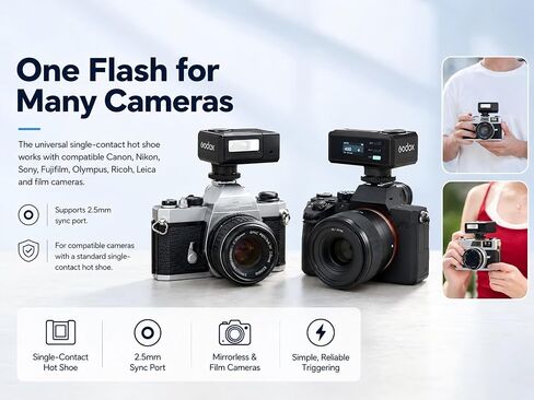 Godox Flash Godox iM30 Pro iM30Pro Mini Camera Flash, GN15 550 Full-Power Flashes/1.5s Recycle Time/Auto & 1/128 Manual Mode/Type-C Rechargeable/HD Color Screen in Kuwait