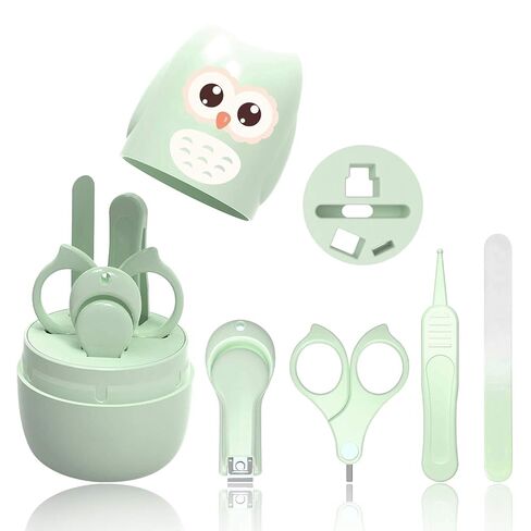Baby Nail Clippers Set – 4-in-1 Baby Nail Care Kit with Cute Case, Includes Nail Clipper, Safety Scissors, Tweezers & Nail File for Newborns, Infants, Toddlers & Kids, Green in Kuwait