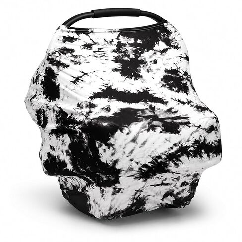 Nursing Cover for Breastfeeding, Full Coverage Stretch Feeding Shield with View Panel, Soft Opaque Carseat Canopy, Stroller and Grocery Cart Cover, White Tie Dye in Kuwait