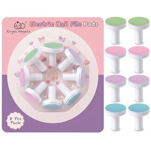 Royal Angels 8pk Universal Fit 8pk Baby Nail File Pads, Blue, 12M+ | Gentle & safe for toddlers and children, compatible with most electric nail trimmers. in Saudi Arabia