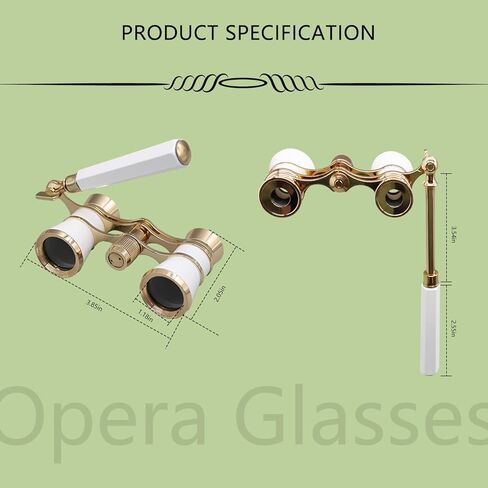 BLACKICE Opera Glasses, 3X25 Theater Binoculars, Mini Compact Opera Glasses with Adjustable Handle, Portable Binoculars for Women Adults Kids, Ideal for Concert Theater Opera (White with Handle) in Kuwait