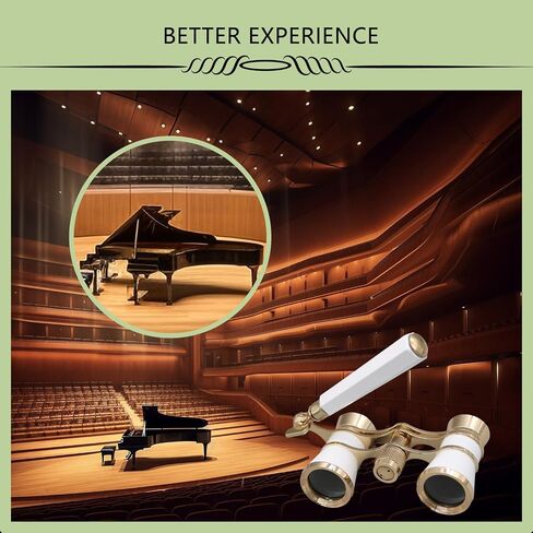 BLACKICE Opera Glasses, 3X25 Theater Binoculars, Mini Compact Opera Glasses with Adjustable Handle, Portable Binoculars for Women Adults Kids, Ideal for Concert Theater Opera (White with Handle) in Kuwait