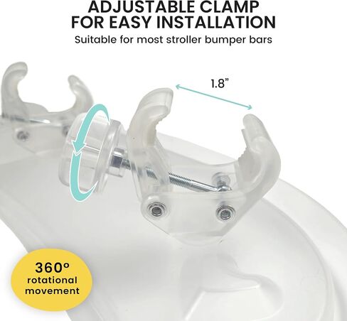 Lulyboo 3-in-1 Travel Snack Tray for Strollers | Durable ABS Material, Clamp Fit Most Bumper Bars, Multi-Function Organizer with Cup Holder & Phone/Tablet Slot, Lightweight Baby Stroller Accessory in Kuwait