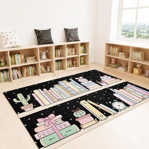 Rainbow Classroom Rug 5' x 7.6' Boho Calming Corner Area Rug Large Educational Area Carpet with Inspirational Quote Washable Floor Carpet for Classroom Nursery Playroom Reading Decor in Kuwait