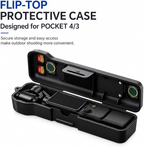 Protective Case for DJI Osmo Pocket 4 & 3 with Filter Slots | Hard shell travel case with 4 magnetic filter slots for secure storage and protection of DJI Osmo Pocket 4 & 3. in Saudi Arabia