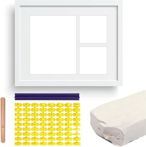 Vila Paw Print Keepsake Photo Frame Kit, Personalized Pet Memory Souvenir, 5" x 7" Clay, 11" x 9" White Frame, 2 Snapshot Slots, White Plastic Frame with Plexiglass, Cardboard Backing, 1 Set per Pack  in Kuwait