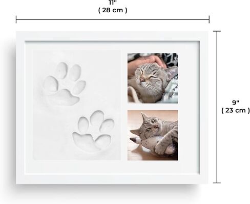 Vila Paw Print Keepsake Photo Frame Kit, Personalized Pet Memory Souvenir, 5" x 7" Clay, 11" x 9" White Frame, 2 Snapshot Slots, White Plastic Frame with Plexiglass, Cardboard Backing, 1 Set per Pack  in Kuwait