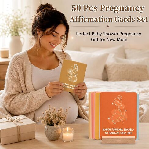 Pregnancy Gifts for Expecting Moms Pregnant Mom to Be Gift First Time Mom Gifts for Pregnant Women Baby Shower Gift | Thoughtful baby shower set featuring a countdown sonogram frame, natural labor pain relief comb and 50 affirmation cards. in Kuwait
