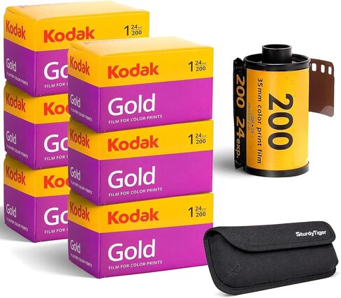 Kodak Gold 200 35mm Film Roll 24 Exp 6 Rolls with Sturdy Tiger Storage Case in Kuwait
