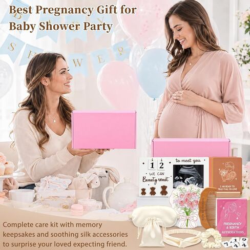 Pregnancy Gifts for Expecting Moms Pregnant Mom to Be Gift First Time Mom Gifts for Pregnant Women Baby Shower Gift | Thoughtful baby shower set featuring a countdown sonogram frame, natural labor pain relief comb and 50 affirmation cards. in Kuwait