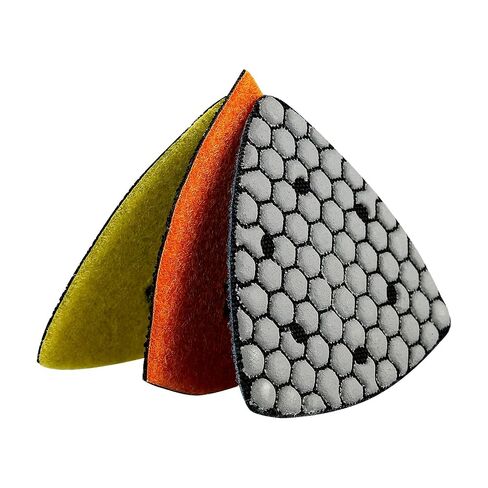 LOZLIN Triangle Diamond Dry Polishing Pads 7PCS 3.5 Inch 90mm Hook and Loop Sanding Discs for Oscillating Tools Granite Marble Stone Concrete Masonry & DIY Projects in Kuwait