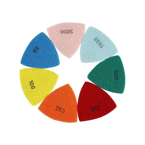 LOZLIN Triangle Diamond Dry Polishing Pads 7PCS 3.5 Inch 90mm Hook and Loop Sanding Discs for Oscillating Tools Granite Marble Stone Concrete Masonry & DIY Projects in Kuwait