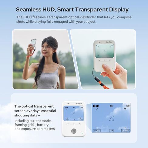 GODOX C100 Viewfinder Camera with 32G TF Card,Support Automatic metering,50g Portable Viewfinder Camera with Transparent Display Screen,Support OTG Transmission in Kuwait