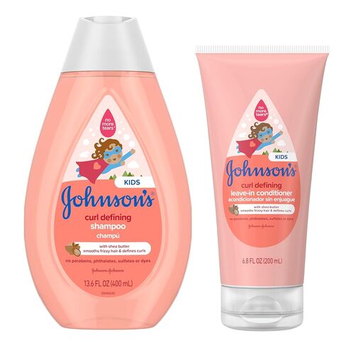 Bundle of Johnson's Kids Curl-Defining, Frizz Control, Tear-Free Kids Shampoo + Shea Butter, Paraben-, Sulfate- & Dye-Free, 13.6 fl. oz + Curl Defining Leave-In Conditioner, 6.8 fl. oz in Kuwait