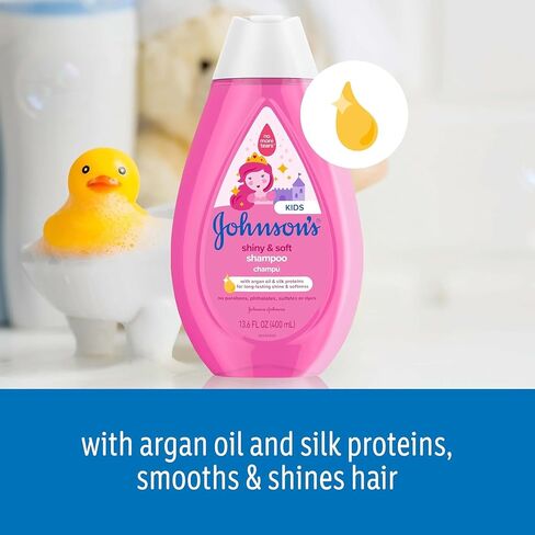 Bundle of Johnson's Kids Shiny & Soft Tear-Free Kids' Shampoo with Argan Oil & Silk Proteins, Hypoallergenic, Sulfate-Free, 13.6 fl. oz + Conditioning Spray for Toddler Haircare, 10 fl. oz in Kuwait