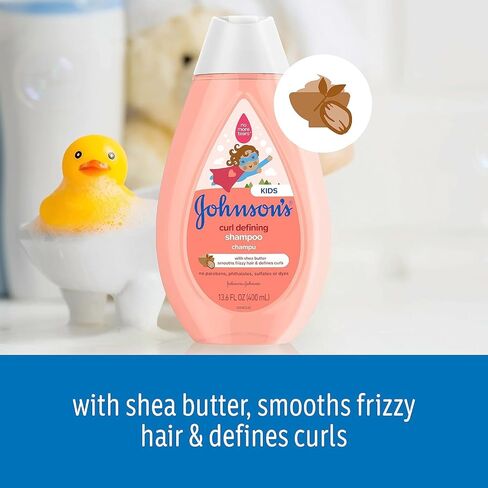 Bundle of Johnson's Kids Curl-Defining, Frizz Control, Tear-Free Kids Shampoo + Shea Butter, Paraben-, Sulfate- & Dye-Free, 13.6 fl. oz + Curl Defining Leave-In Conditioner, 6.8 fl. oz in Kuwait