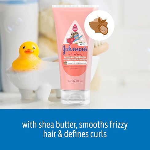 Bundle of Johnson's Kids Curl-Defining, Frizz Control, Tear-Free Kids Shampoo + Shea Butter, Paraben-, Sulfate- & Dye-Free, 13.6 fl. oz + Curl Defining Leave-In Conditioner, 6.8 fl. oz in Kuwait